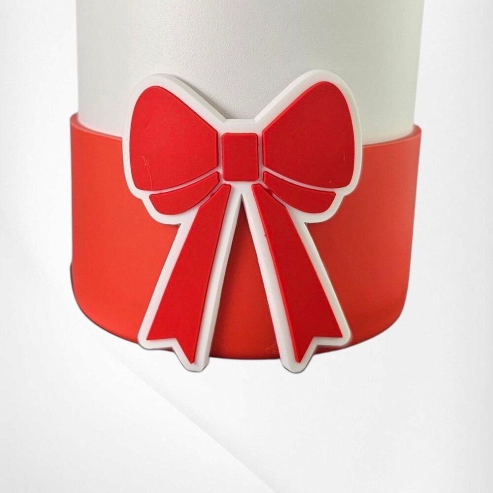 Red Jumbo Bow Silicone Tumbler Boot. Fits 30oz-40oz Tumblers.